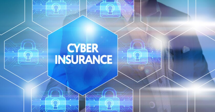 Cyber insurance hologram with locks surrounding it