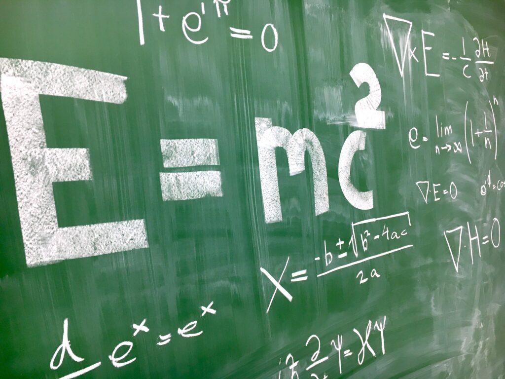 E=mc2 can a chalkboard